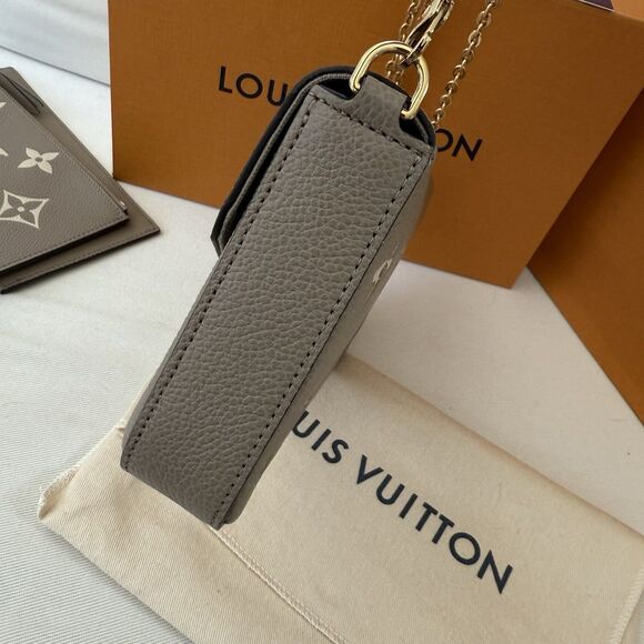 Auth Louis Vuitton Felicie Pochette Bicolor Monogram Empreinte Leather Dove Gray - Picture 8 of 16